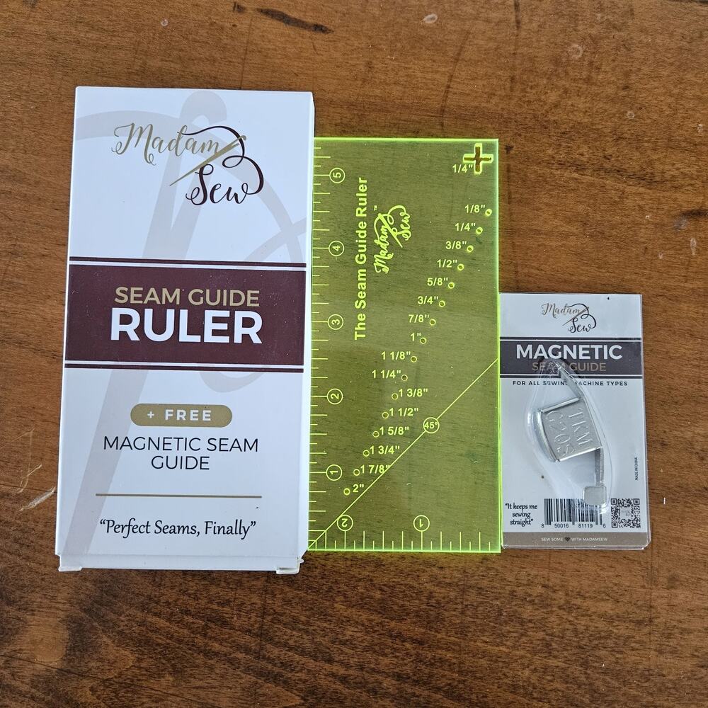Madam Sew Seam Allowance Ruler and Magnetic Seam Guide for Sewing Machine NEW